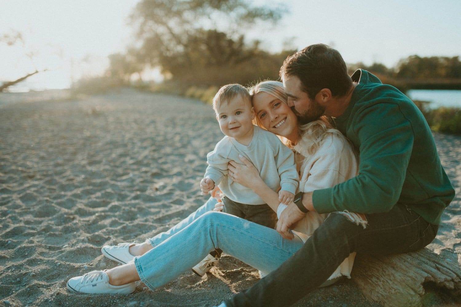 Newcastle family photo session on the beach at sunset.